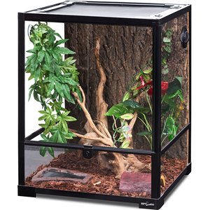 REPTI ZOO 33-gal Full Tempered Glass Reptile Terrarium with Double Swing Doors Reptile Habitat, Black