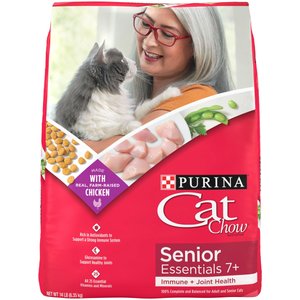 Cat Chow Essentials 7+ Immune + Joint Health Recipe Senior Dry Cat Food, 14-lb bag