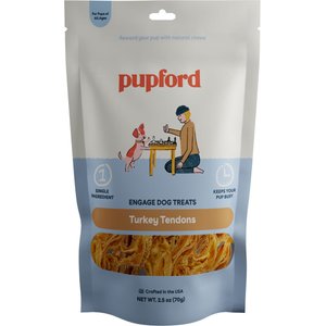 Pupford Turkey Tendon Treats Dog Chew, 12-oz bag, 100 count