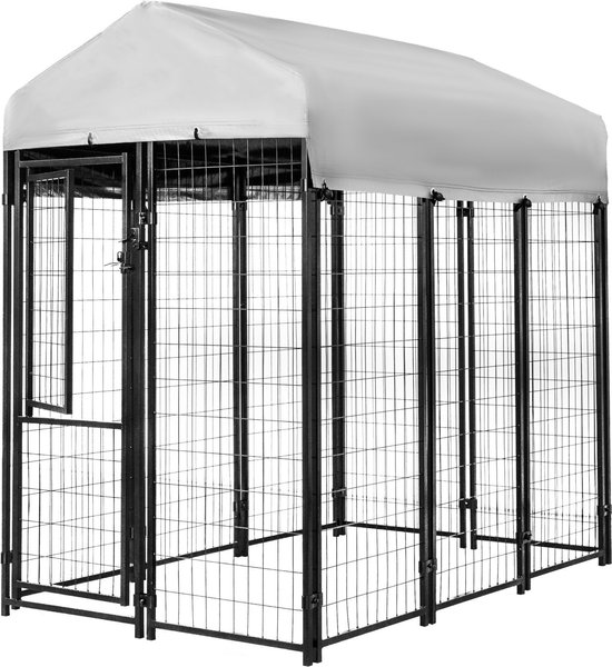 KENNELMASTER Vinyl Coated Welded Wire Boxed Dog Kennel, Black, 6-ft x 4 ...