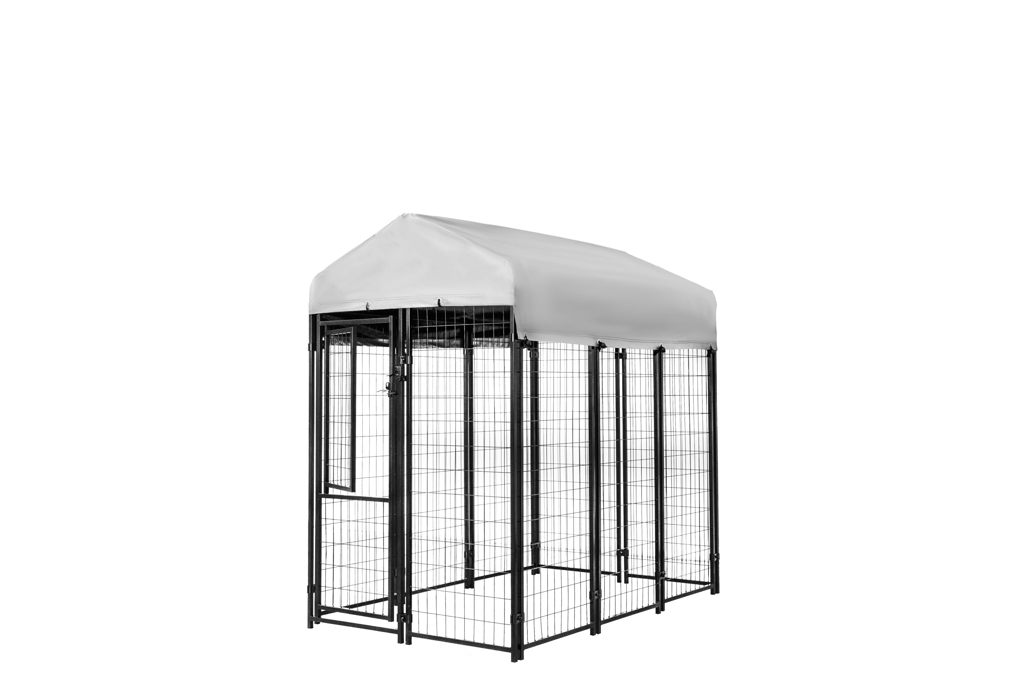 KENNELMASTER Vinyl Coated Welded Wire Boxed Dog Kennel, Black, 6ft x 4
