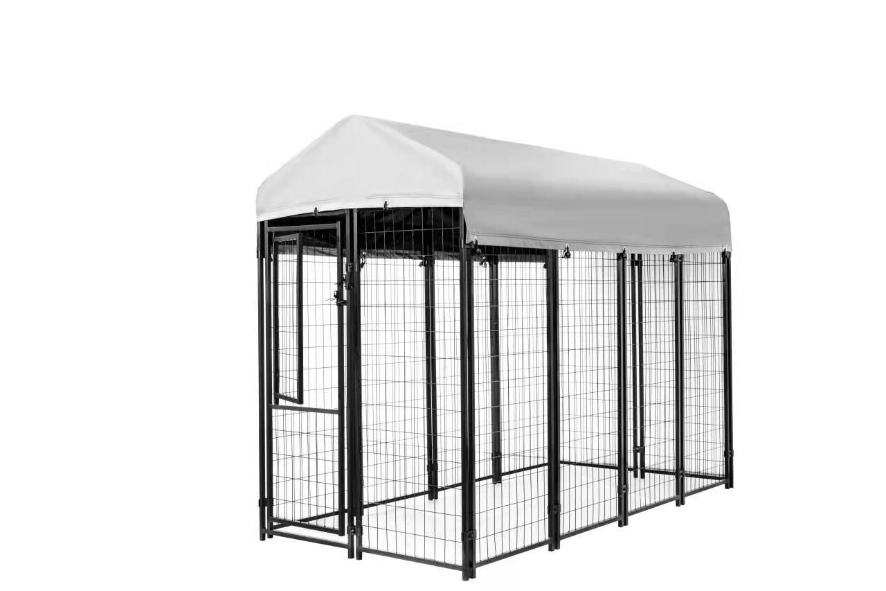 kennelmaster-vinyl-coated-welded-wire-boxed-dog-kennel-black-8-ft-x-4