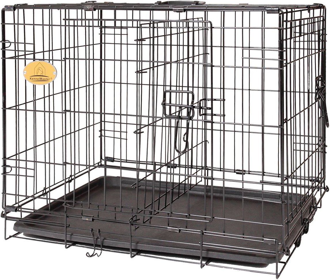 KENNELMASTER Folding Dog Kennel Crate, Black, 2 count, 24in x 17in x