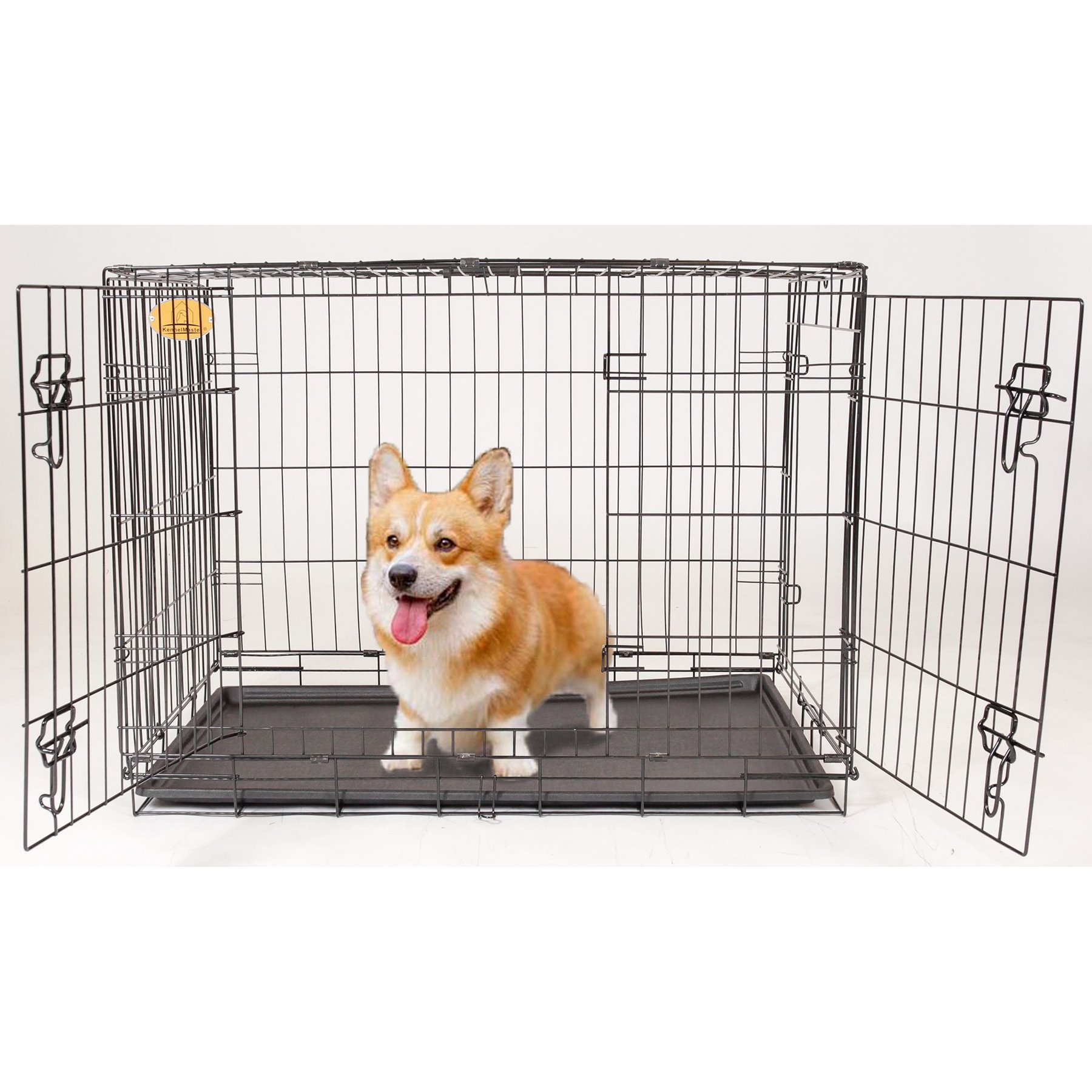 KennelMaster Folding Dog Kennel Crate Black 30 in x 19 in x 23 in