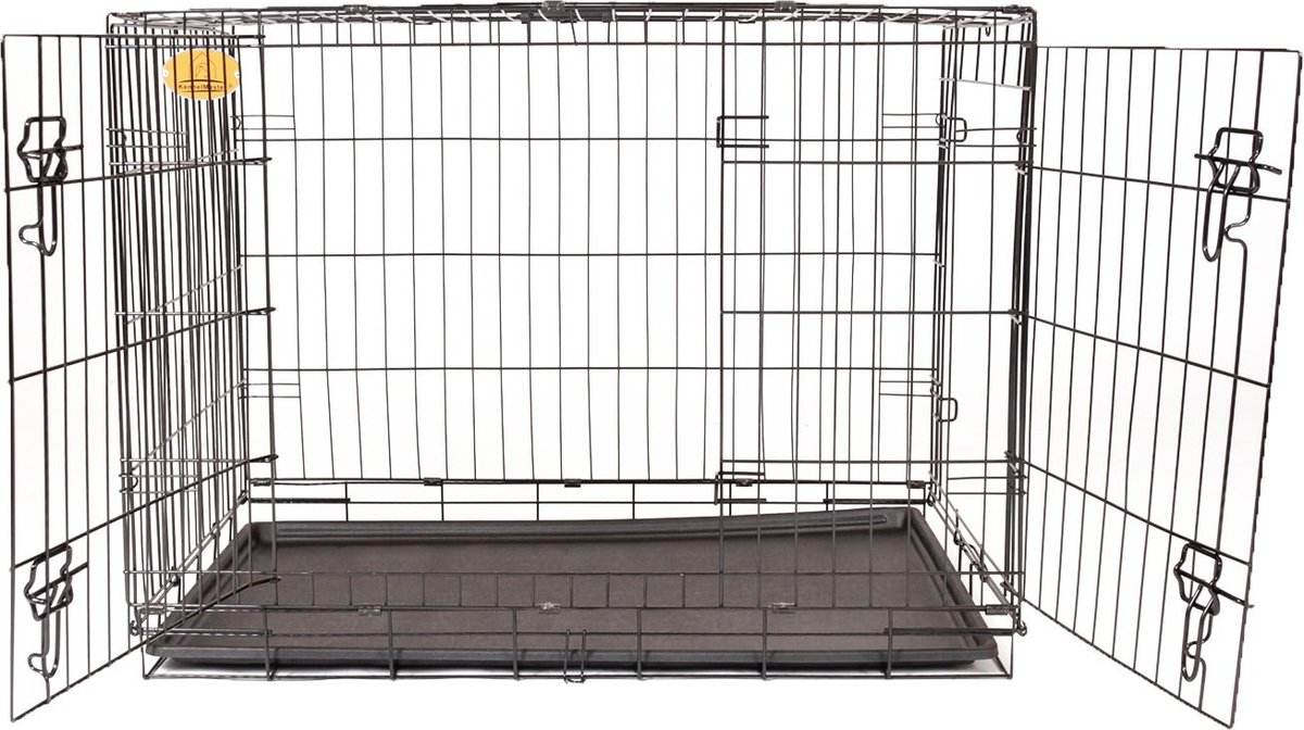 KENNELMASTER Folding Dog Kennel Crate, Black, 2 count, 30in x 19in x