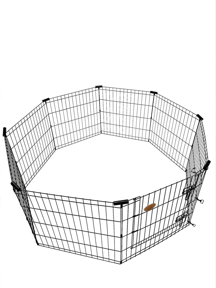 KENNELMASTER 8Panel Dog Exercise Pen, Black, 36in H x 24in W