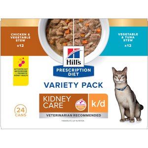 Hill's Prescription Diet k/d Kidney Care Stew Variety Pack Wet Cat Food, 2.9-oz can, case of 24