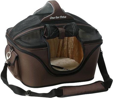 Show full view: One for Pets The Deluxe Cozy Dog & Cat Carrier, Brown, Large slide 9 of 12