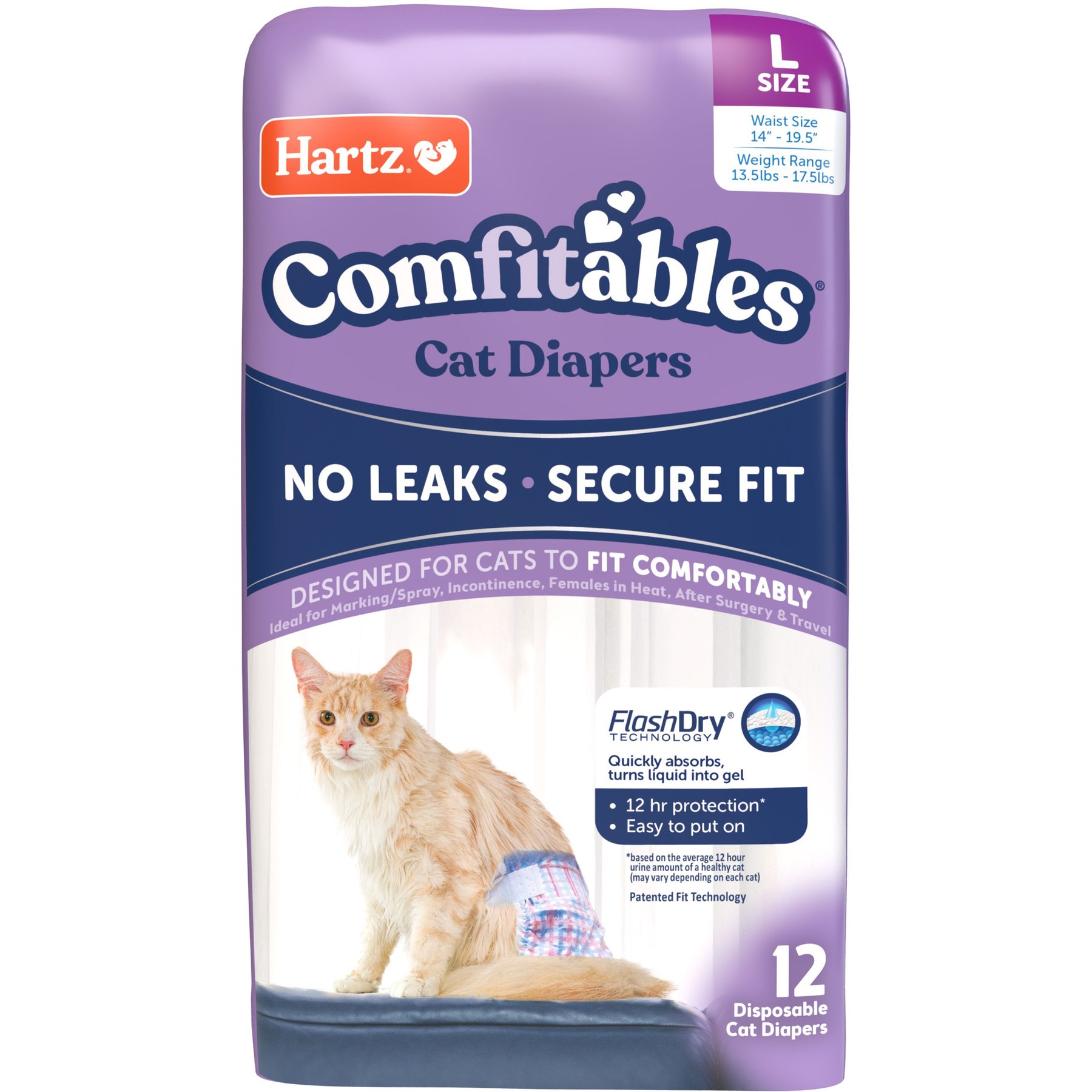 HARTZ Disposable Cat Diaper, 12 count, Large