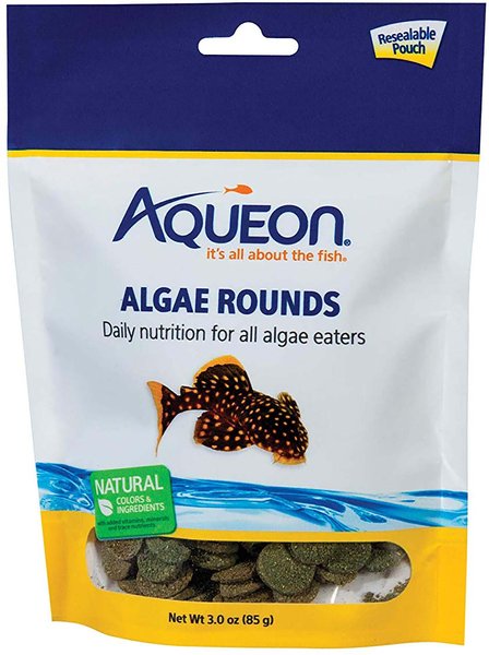 Aqueon Algae Rounds Bottom Feeder Fish Food, 3-oz bag slide 1 of 6