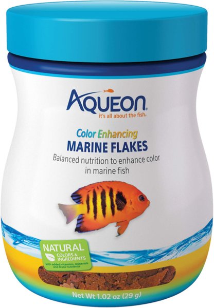 Aqueon Color Enhancing Marine Flakes Fish Food, 1.02-oz jar slide 1 of 8