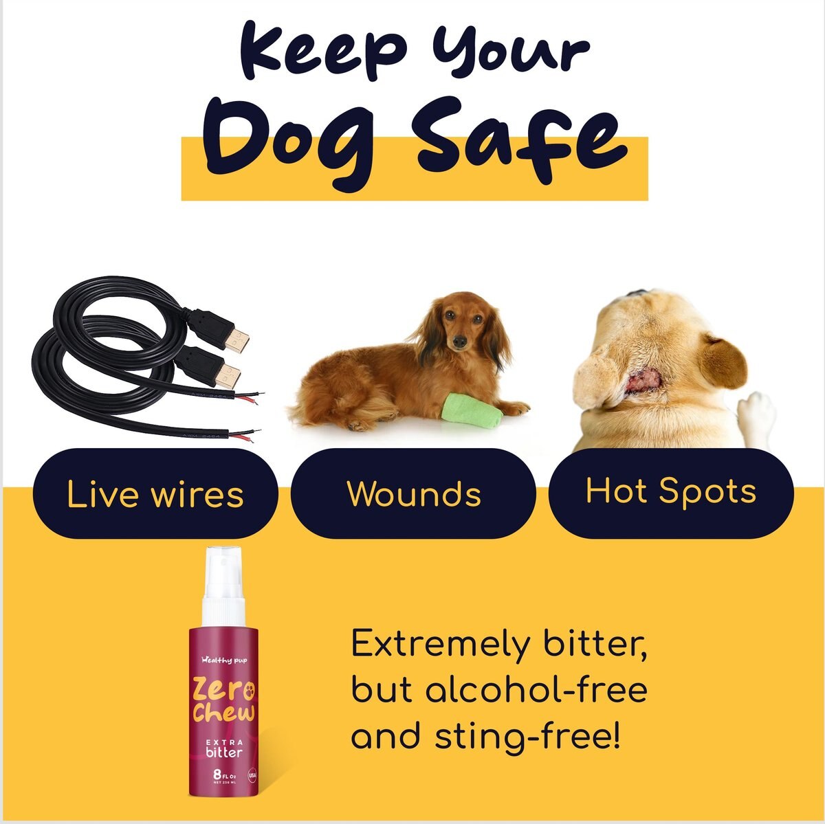 HEALTHY PUP Zero Chew Dog & Cat Deterrent Spray, 8oz bottle, 2 count