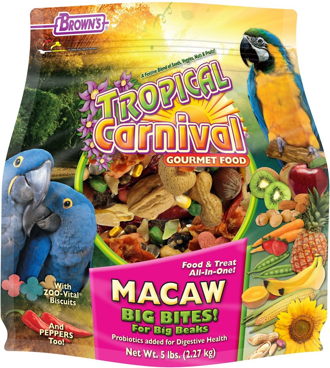 Brown's Tropical Carnival Big Bites with ZOO-Vital Biscuits Parrot & Macaw Food