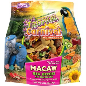 Brown's Tropical Carnival Big Bites with ZOO-Vital Biscuits Macaw Food, 5-lb bag