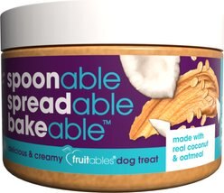 Fruitables Spoonable Spreadable Bakeable Coconut Oatmeal Lickable Dog & Cat Treats, 7-oz jar
