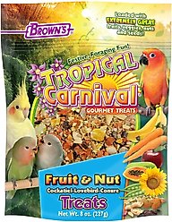 Brown's Tropical Carnival Fruit & Nut Cockatiel Bird Treats, 8-oz bag slide 1 of 6