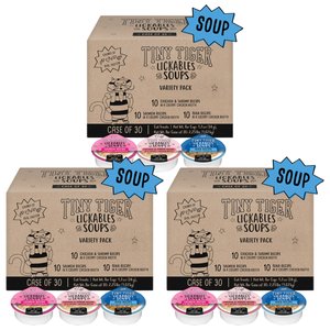 Tiny Tiger Lickables Soup in Creamy Broth Variety Pack Cat Treat & Topper, 1.2-oz cup, case of 90