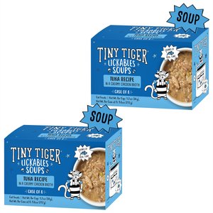 Tiny Tiger Lickables Soup Tuna Recipe in a Creamy Chicken Broth Cat Treat & Topper, 1.2-oz cup, case of 16