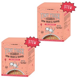Tiny Tiger Lickables Stew Tuna & Shrimp Recipe Cat Treat & Topper, 1.4-oz pouch, case of 24