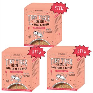 Tiny Tiger Lickables Stew Tuna & Shrimp Recipe Cat Treat & Topper, 1.4-oz pouch, case of 36