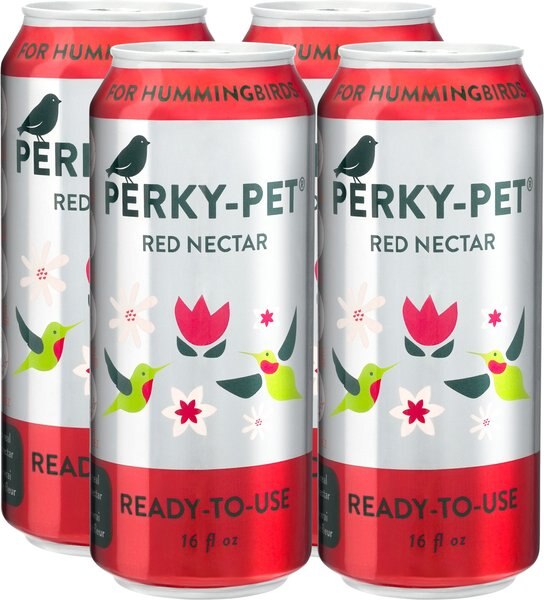 PERKYPET Ready to Use Red Nectar Hummingbird Food, 16oz can, 4 count