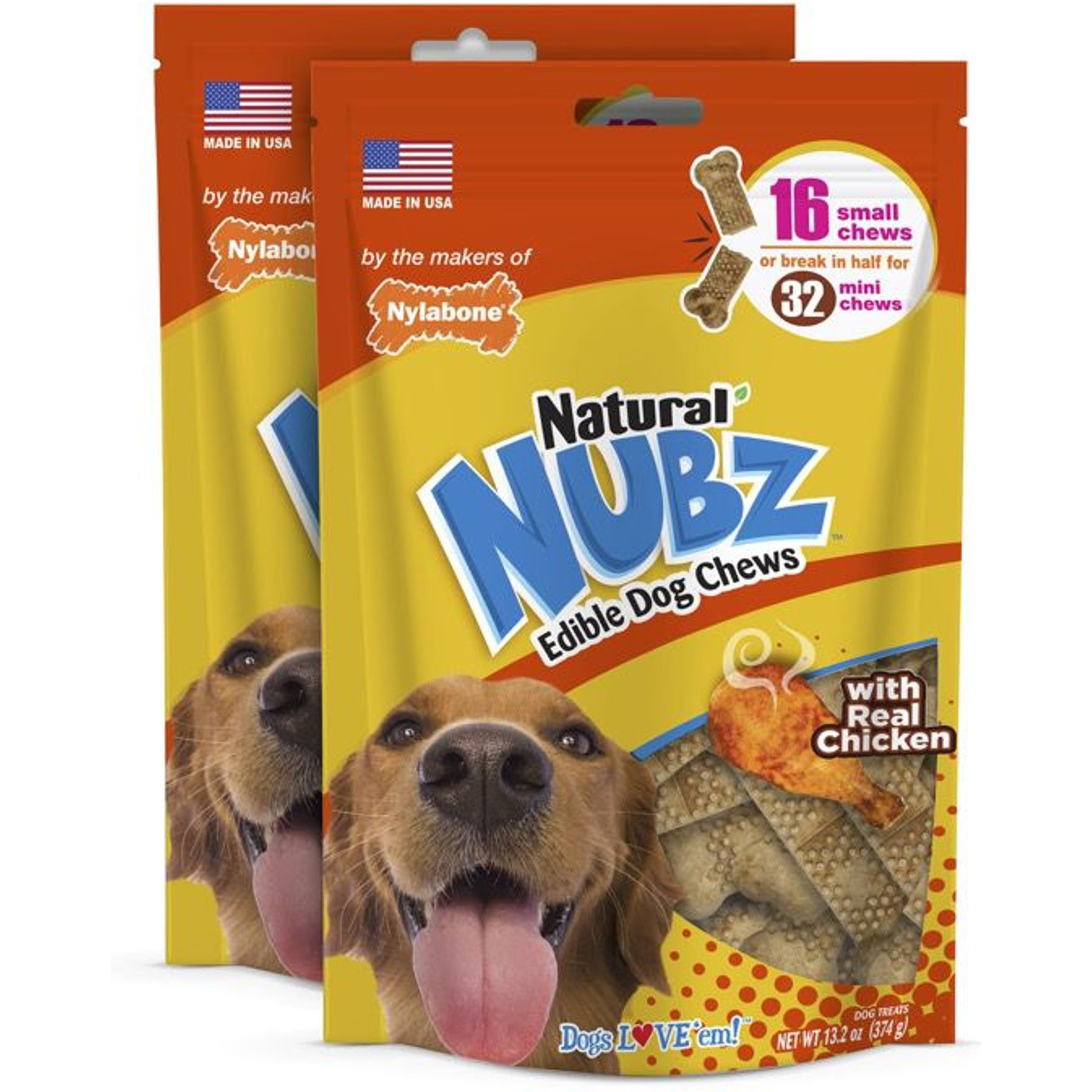 NYLABONE Nubz Chicken Dog Treats, Small, 32 count
