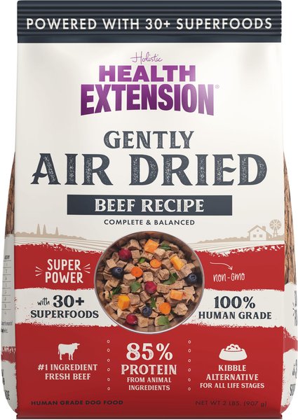 HEALTH EXTENSION Beef Recipe Non GMO Air Dried Dog Food 2 lb bag