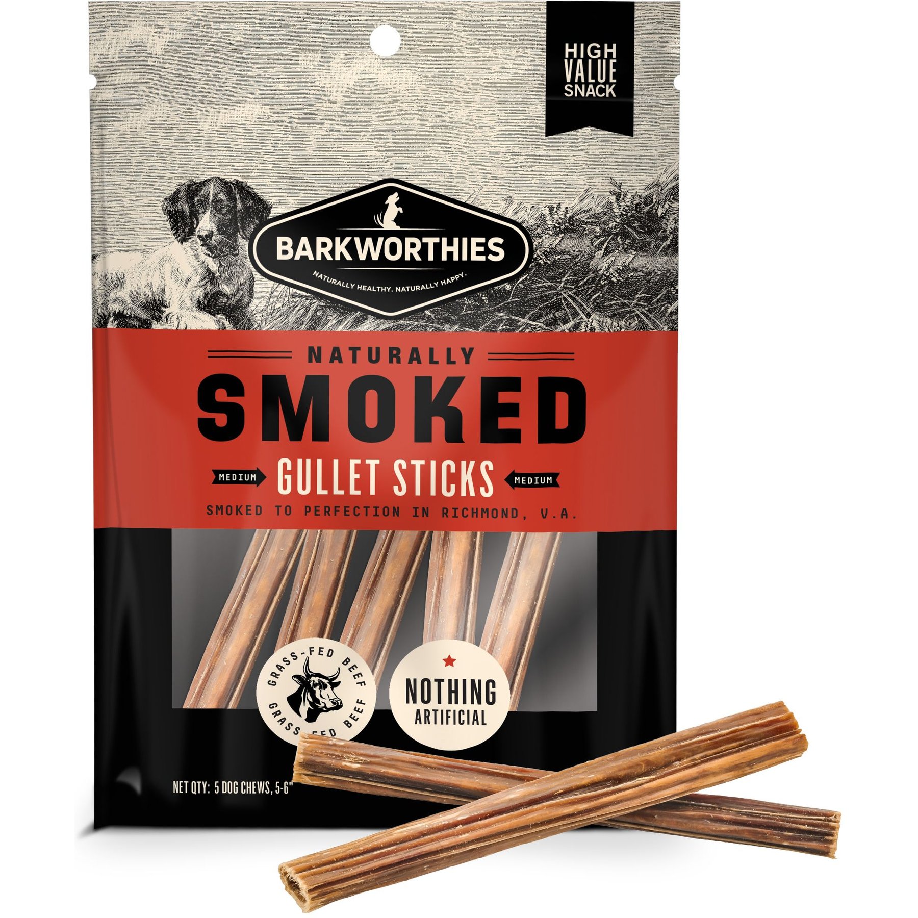 Pawstruck Junior Beef Gullet Bully Sticks Dog Treats, 5-In, 20 Count