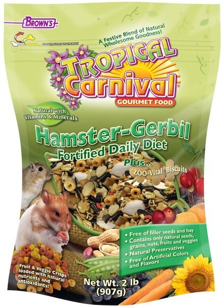 Brown's Tropical Carnival Gourmet Gerbil & Hamster Food, 2-lb bag slide 1 of 6