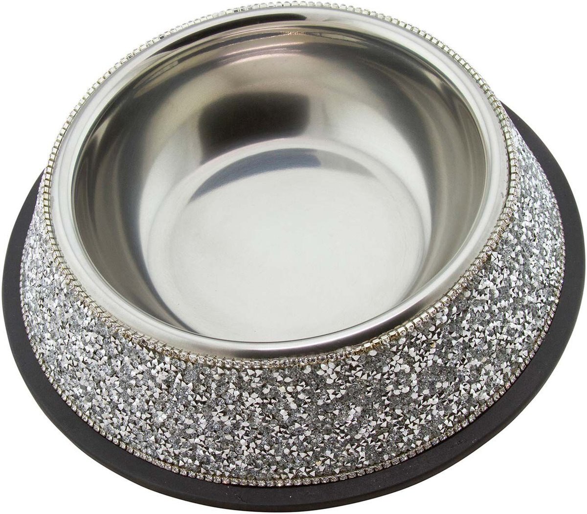Sparkles Home Luminous Rhinestone Dog Bowl, Silver