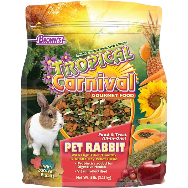 Tropical Carn Rabbit BROWN'S Tropical Carnival Gourmet Rabbit Food, 5-lb bag - Chewy.com