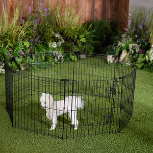 Frisco Dog & Small Pet Wire Exercise Pen with Step-Through Door, Black, 30-in