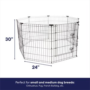 Frisco Dog & Small Pet Wire Exercise Pen with Step-Through Door, Black, 30-in