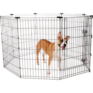 Frisco Dog & Small Pet Wire Exercise Pen with Step-Through Door, Black, 36-in