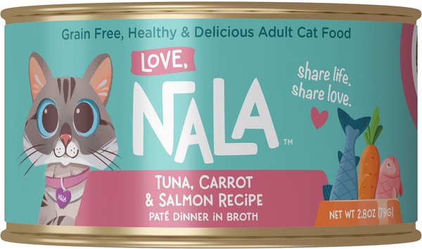 Love, Nala Tuna & Salmon Pate with Carrot Recipe Adult Grain-Free Wet Cat Food, 2.8-oz can, case of 12