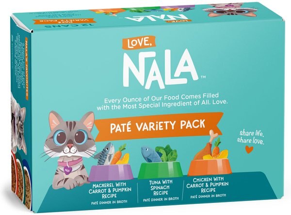 Love, Nala Pate Variety Pack Adult Grain-Free Wet Cat Food, 2.8-oz can, case of 12