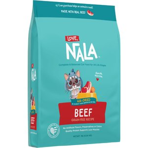 LOVE, NALA Beef Grain-Free Adult Dehydrated Cat Food, 1-lb bag - Chewy.com