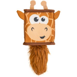 Outward Hound Fire Biterz Cubez Giraffe Squeaky Ballistic Firehose Dog Toy, Brown