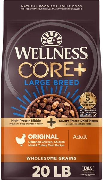 Wellness CORE+ Large Breed Chicken & Turkey Grained Natural Adult Dry Dog Food, 20-lb bag