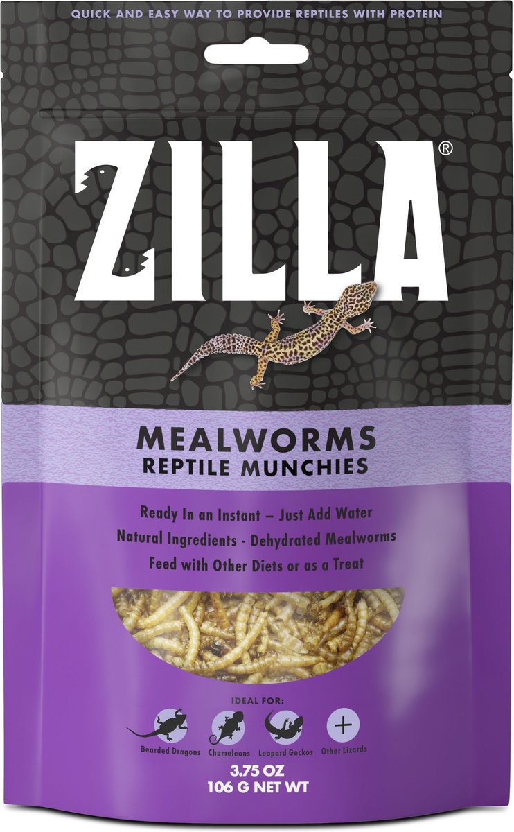 ZILLA Reptile Munchies Mealworms Lizard Food 3.75 oz bag Chewy