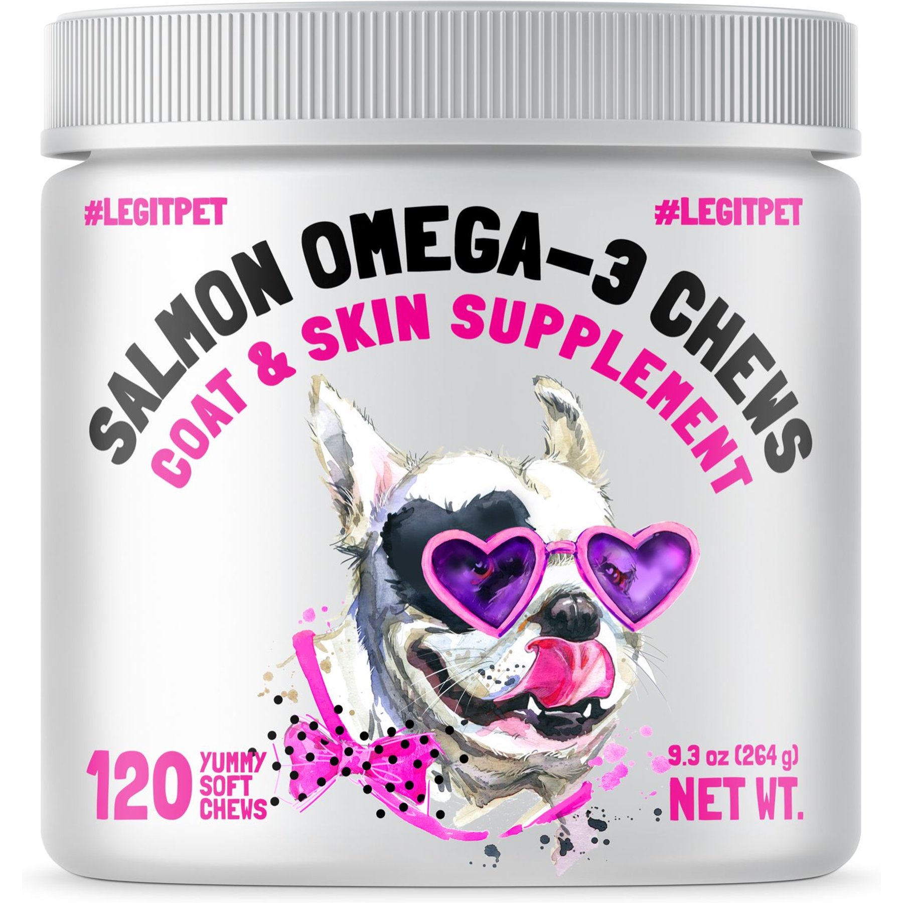 LEGITPET Omega 3 Alaskan Salmon Oil Treats for Dogs 120 Fish Oil Chew Supplement Skin and Coat Allergy and Itch Relief Hip Joint Health Brain