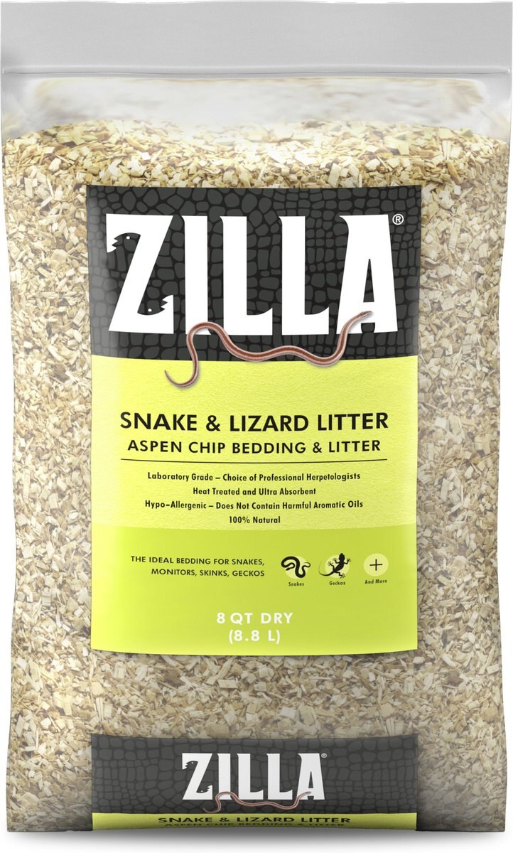 ZILLA Lizard Litter Aspen Chip Reptile Bedding, 8qt bag