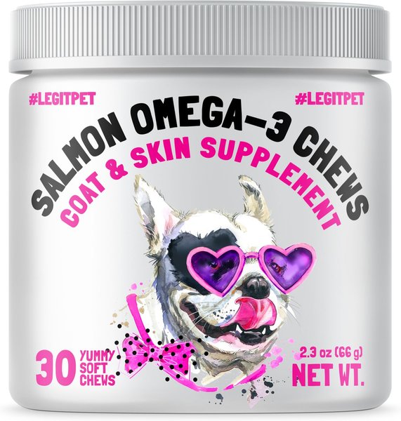 Legitpet Alaskan Salmon Oil Omega 3 Soft Chew Skin Coat Supplement for Dogs