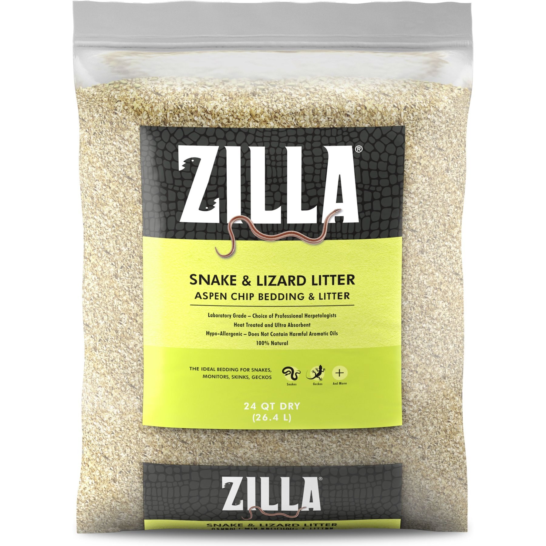 ZILLA Lizard Litter Aspen Chip Reptile Bedding, 24qt bag