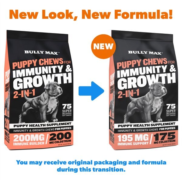 BULLY MAX Immunity Growth 2 in 1 Puppy Health Supplement for Dogs 10.6 oz pouch Chewy