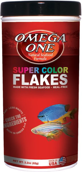 Omega One Super Color Flakes Tropical Fish Food, 2.2-oz jar slide 1 of 3