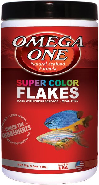 Omega One Super Color Flakes Tropical Fish Food, 5.3-oz jar slide 1 of 3