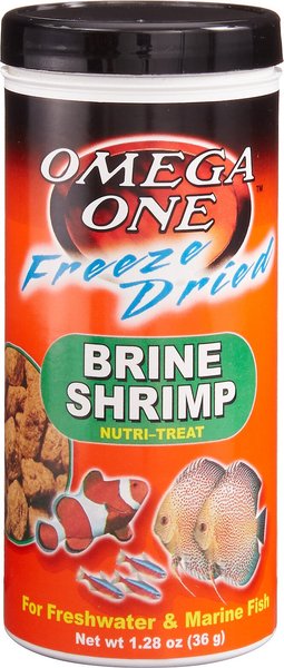 Omega One Freeze-Dried Brine Shrimp Freshwater & Marine Fish Treat, 1.28-oz jar slide 1 of 5
