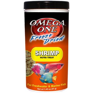 Omega One Freeze-Dried Shrimp Freshwater & Marine Fish Treat, 1.45-oz jar