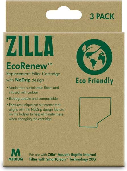 Zilla Aquatic Reptile EcoRenew Filter Cartridges, Medium: 20-gal, 3 count